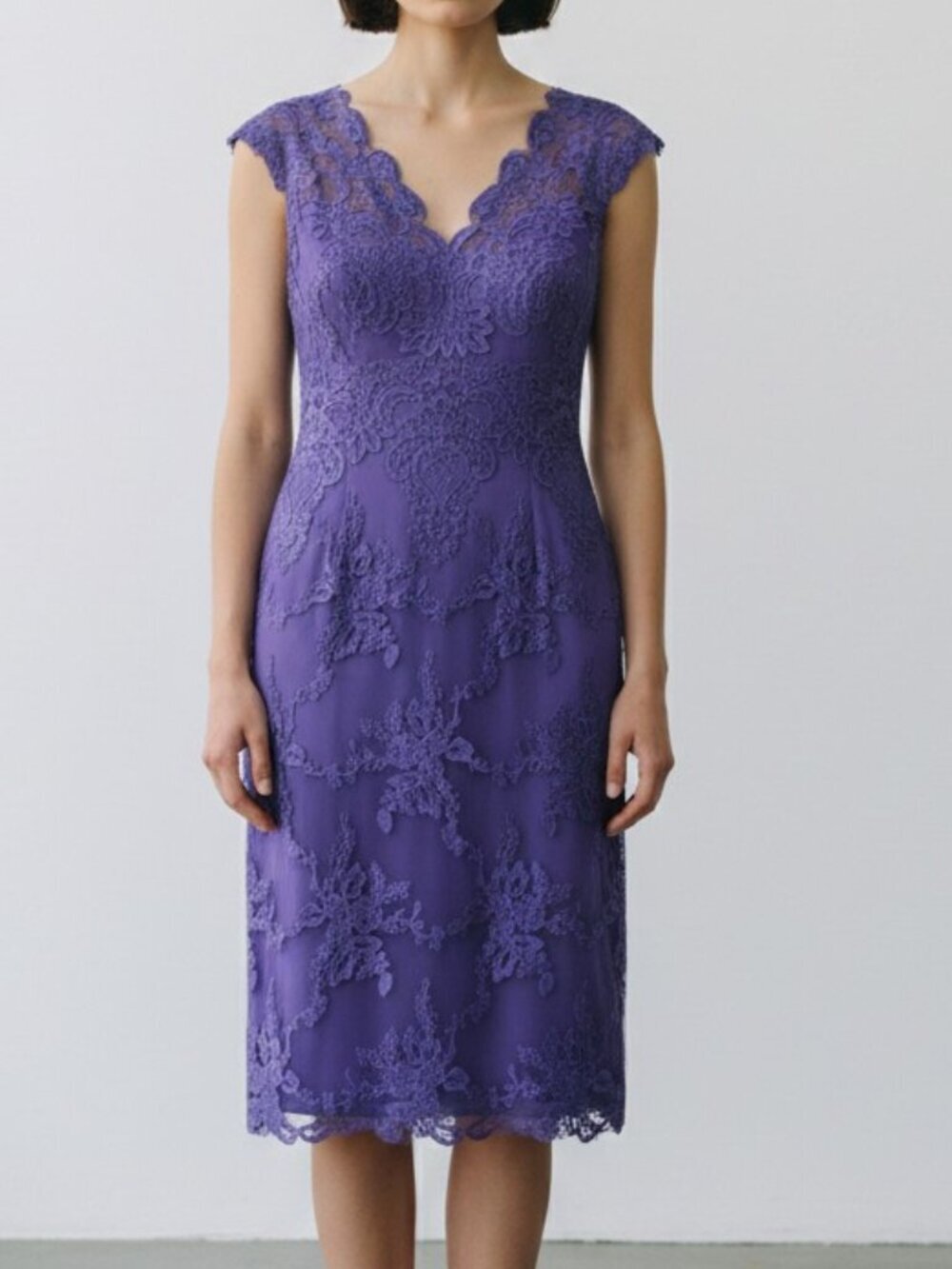 David Meister purple lace stretch cocktail dress Womens 4 luxury evening